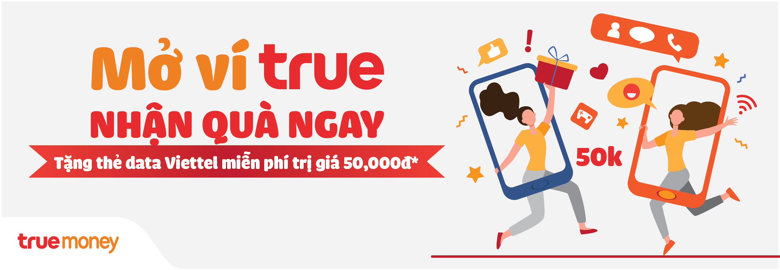 Xác thực ví True – Nhận ngay thẻ Data Viettel miễn phí