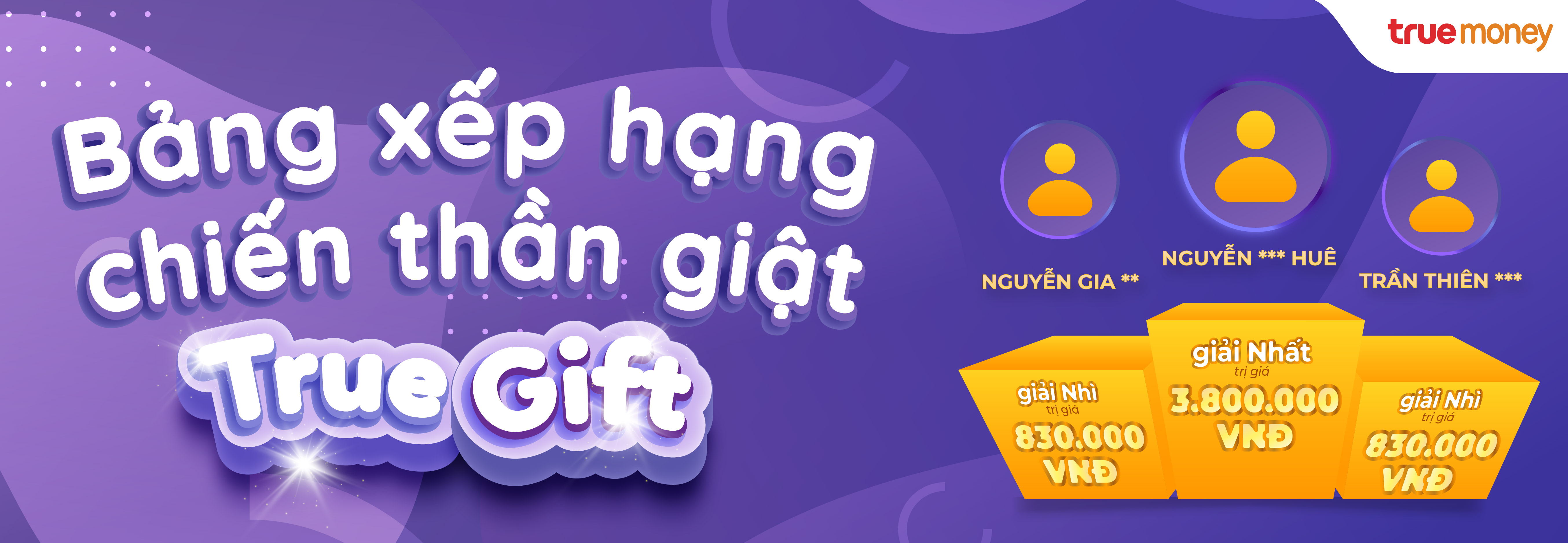 KẾT QUẢ TRUEGIFT THÁNG 3 – BẢNG XẾP HẠNG “CHIẾN THẦN” GIẬT QUÀ