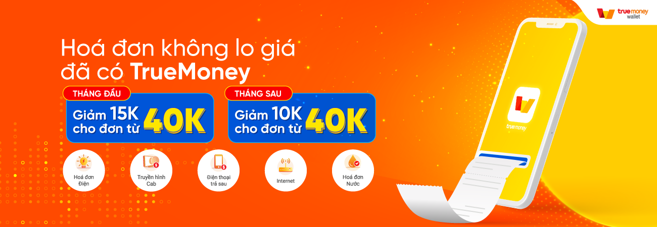 Tặng ngàn deal hời thanh toán hóa đơn trên ví TrueMoney