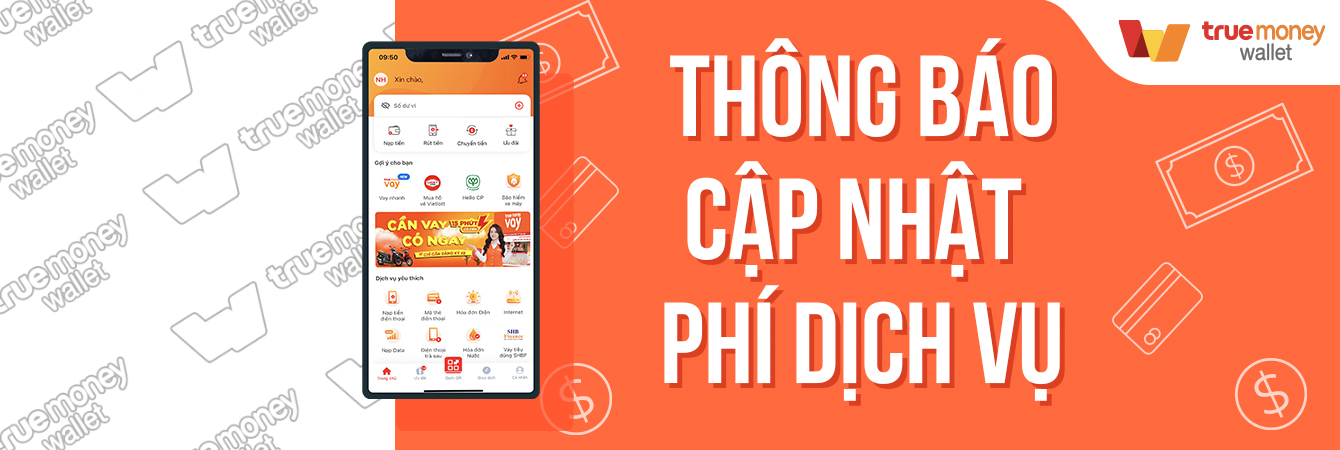 THÔNG BÁO THU PHÍ DUY TRÌ DỊCH VỤ VÍ TRUEMONEY